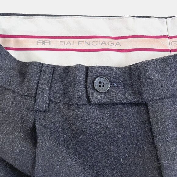 Balenciaga Pants Women 34x26 Grey Wool Cashmere Trouser Baggy Ankle High Rise - Picture 12 of 13